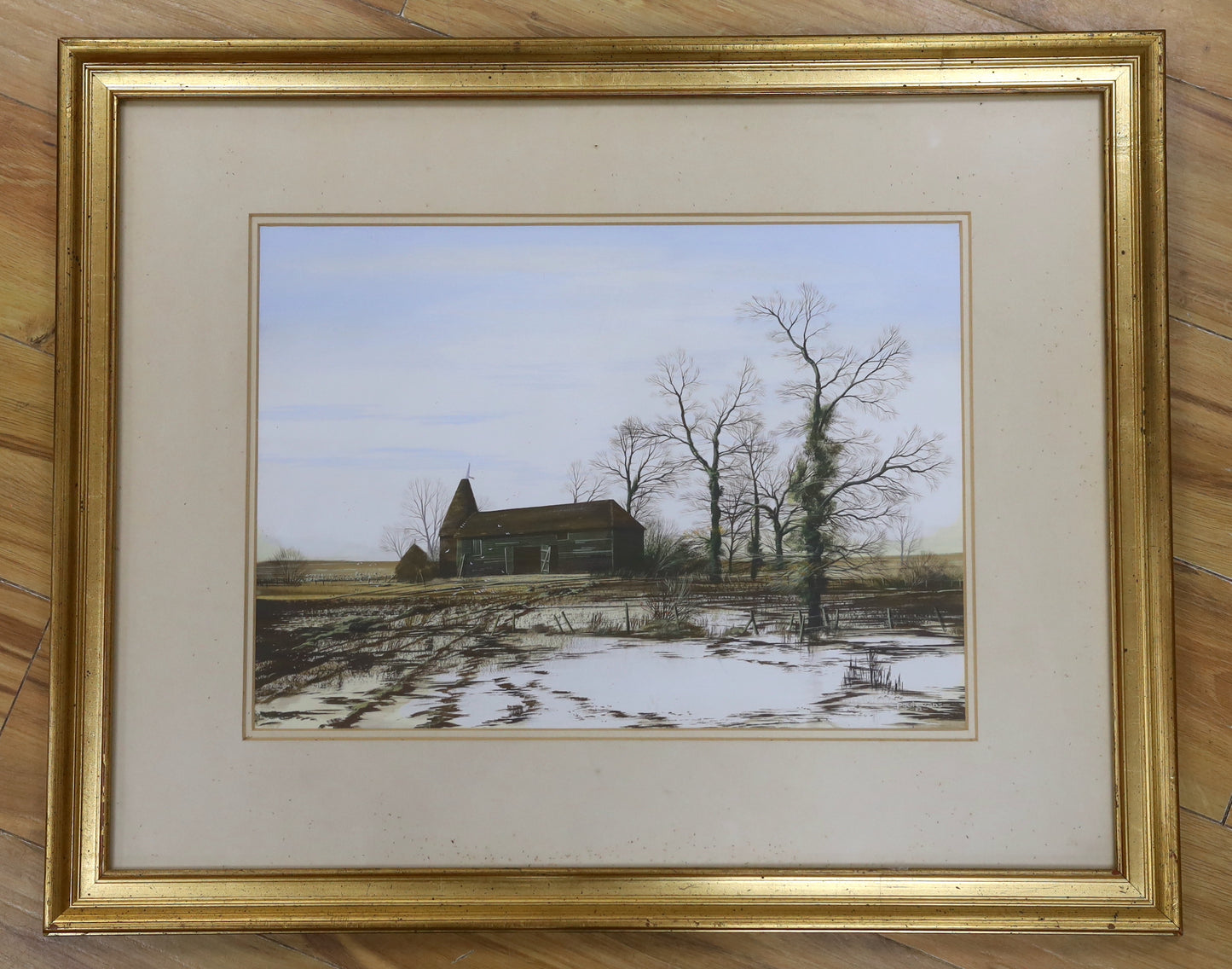 Paul Evans - Oast house in winter landscape