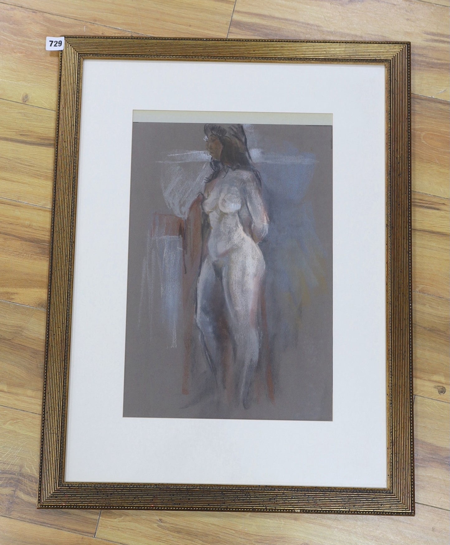 John Pearce - Standing Nude Female - Pastel original signed by the artist