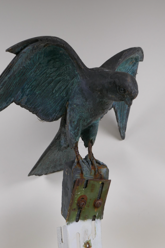 Bronzed model of a kestrel